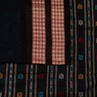 Included blouse piece and coordinated border of the Green and Black Bomkai cotton saree.