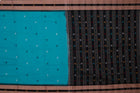 Full layout of the Green and Black Bomkai cotton saree showing body, border and pallu.