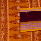 Detailed view of the handwoven butta on the Maroon Bomkai cotton saree.
