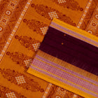 Close view of the Yellow border and pallu weaving on the Bomkai cotton saree.