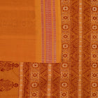 Included blouse piece and coordinated border of the Maroon and Yellow Bomkai cotton saree.