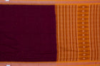 Full layout of the Maroon and Yellow Bomkai cotton saree showing body, border and pallu.