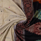 Draped view of the Grey Bomkai cotton saree showing its handwoven texture and butta.