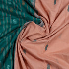 Draped view of the Cream Bomkai cotton saree showing its handwoven texture and butta.
