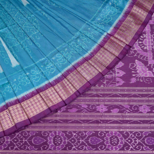 Blue and Purple Sambalpuri silk saree — view 1 of 5.