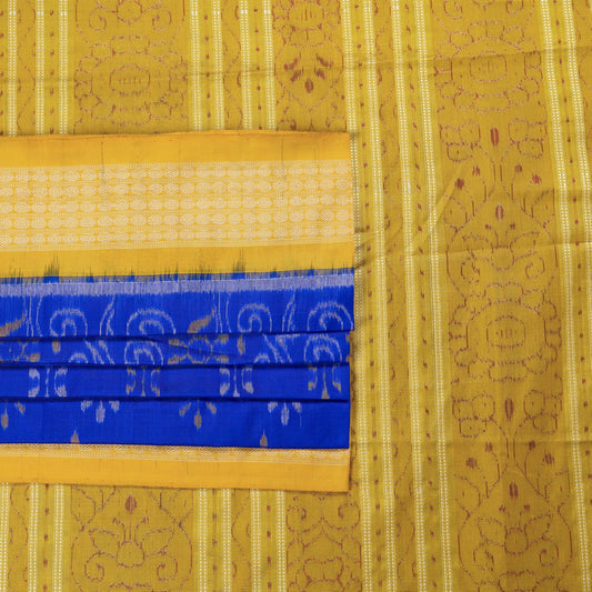 Blue and Yellow Sambalpuri silk saree — view 2 of 6.