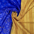 Blue and Yellow Sambalpuri silk saree — view 5 of 6.
