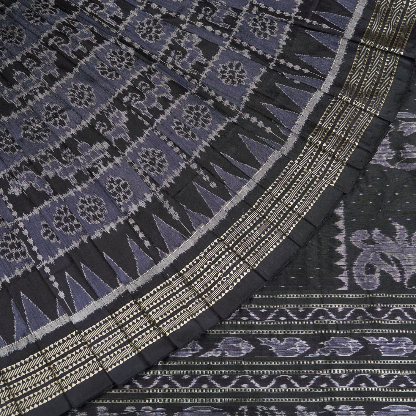 Black and Black Sambalpuri silk saree — view 1 of 6.