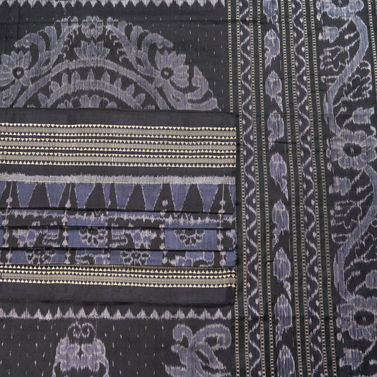 Black and Black Sambalpuri silk saree — view 2 of 6.