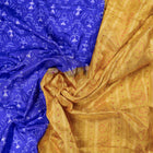 Blue and Yellow Sambalpuri silk saree — view 5 of 6.