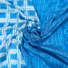 White and Blue Sambalpuri silk saree — view 5 of 6.