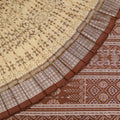 Cream Sambalpuri Silk Saree with Brown Border P75-09-06179