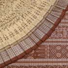 Cream and Brown Sambalpuri silk saree — view 1 of 6.