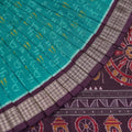 Green Sambalpuri Silk Saree with Blue Border P75-10-06180