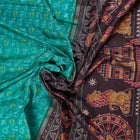 Green and Blue Sambalpuri silk saree — view 5 of 6.