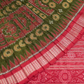 Green Sambalpuri Silk Saree with Red Border P75-11-06181
