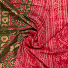 Green and Red Sambalpuri silk saree — view 5 of 6.