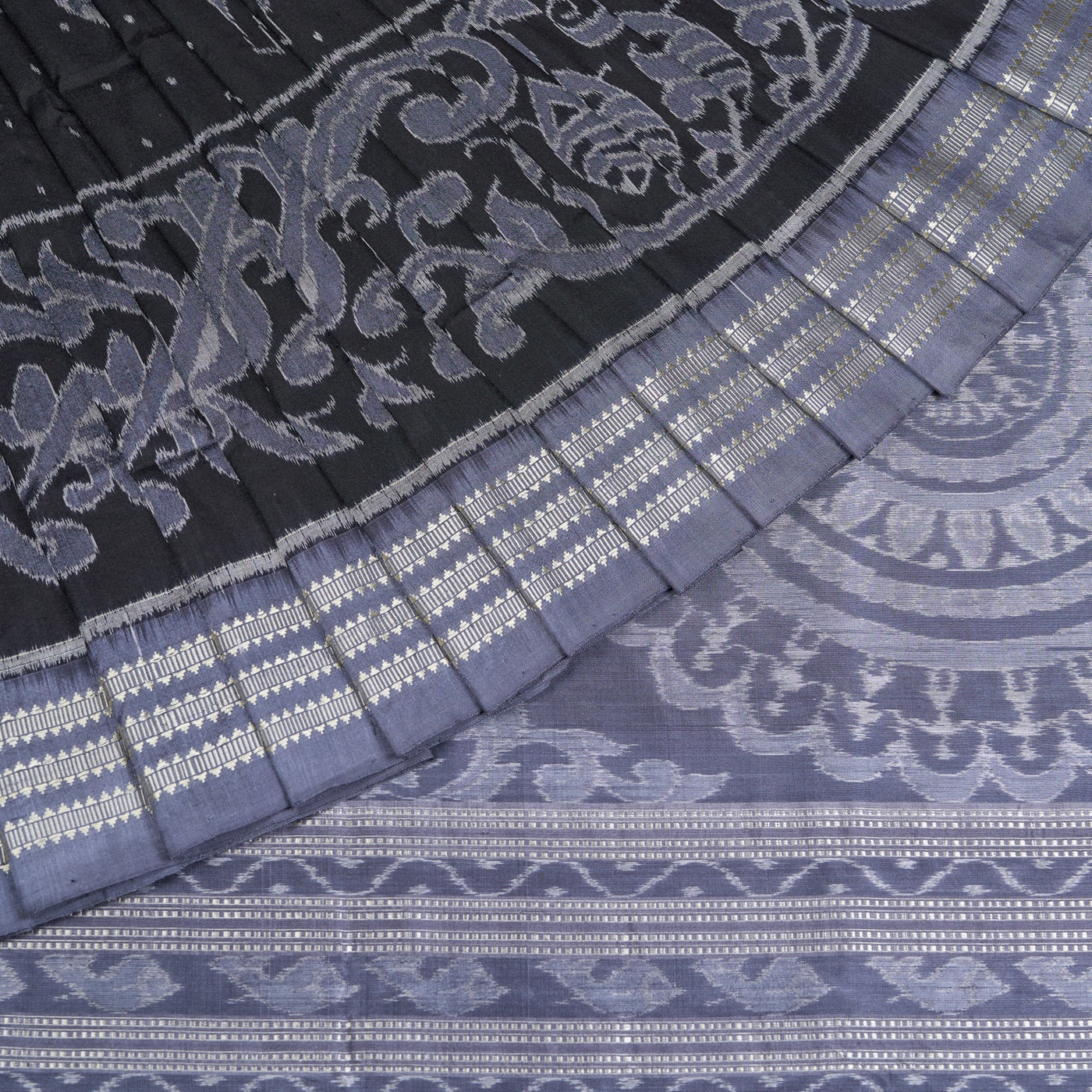 Black and Grey Sambalpuri silk saree — view 1 of 6.