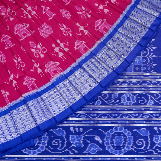 Pink and Blue Sambalpuri silk saree — view 1 of 6.