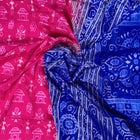 Pink and Blue Sambalpuri silk saree — view 5 of 6.