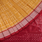 Yellow and Maroon Sambalpuri silk saree — view 1 of 6.