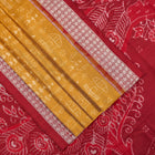 Yellow and Maroon Sambalpuri silk saree — view 3 of 6.