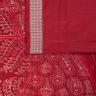 Yellow and Maroon Sambalpuri silk saree — view 4 of 6.