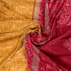 Yellow and Maroon Sambalpuri silk saree — view 5 of 6.
