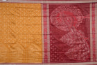Yellow and Maroon Sambalpuri silk saree — view 6 of 6.