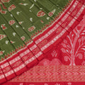 Green Sambalpuri Silk Saree with Red Border P75-16-06186