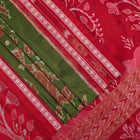 Green and Red Sambalpuri silk saree — view 3 of 6.