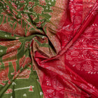 Green and Red Sambalpuri silk saree — view 5 of 6.