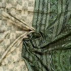 Cream and Green Sambalpuri silk saree — view 5 of 6.