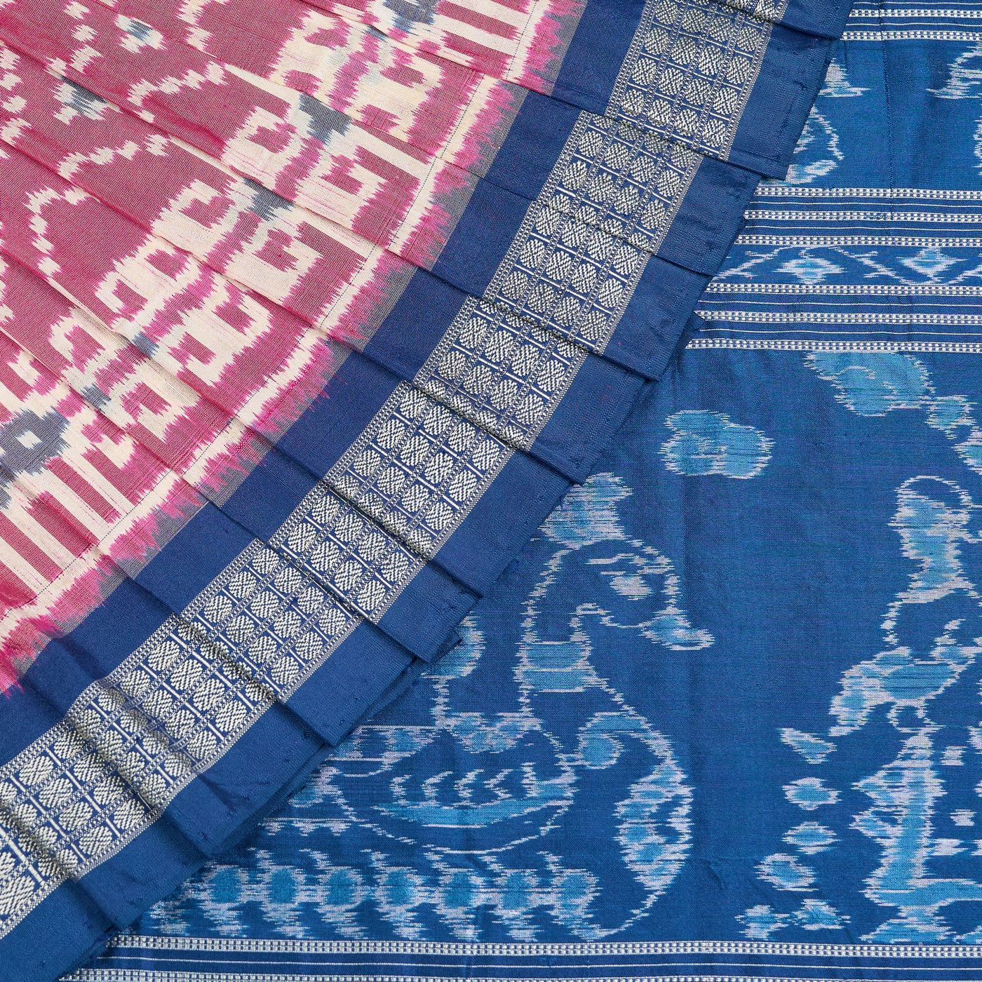 Multi-Color and Blue Sambalpuri silk saree — view 1 of 6.