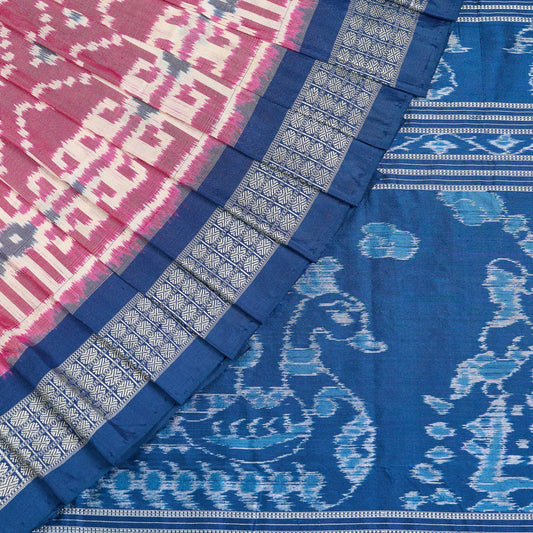 Multi-Color and Blue Sambalpuri silk saree — view 1 of 6.