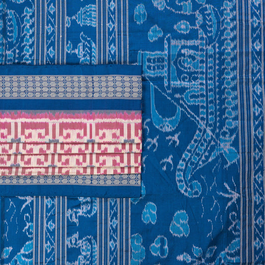 Multi-Color and Blue Sambalpuri silk saree — view 2 of 6.