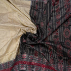Cream and Black Sachipar silk saree — view 5 of 6.