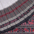White Sachipar Silk Saree with Black Border P76-02-06190