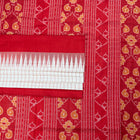 White and Red Sambalpuri silk saree — view 2 of 5.