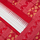 White and Red Sambalpuri silk saree — view 3 of 5.