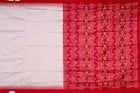 White and Red Sambalpuri silk saree — view 5 of 5.