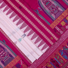 White and Pink Bomkai silk saree — view 3 of 6.