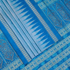 Blue and Blue Bomkai silk saree — view 3 of 6.
