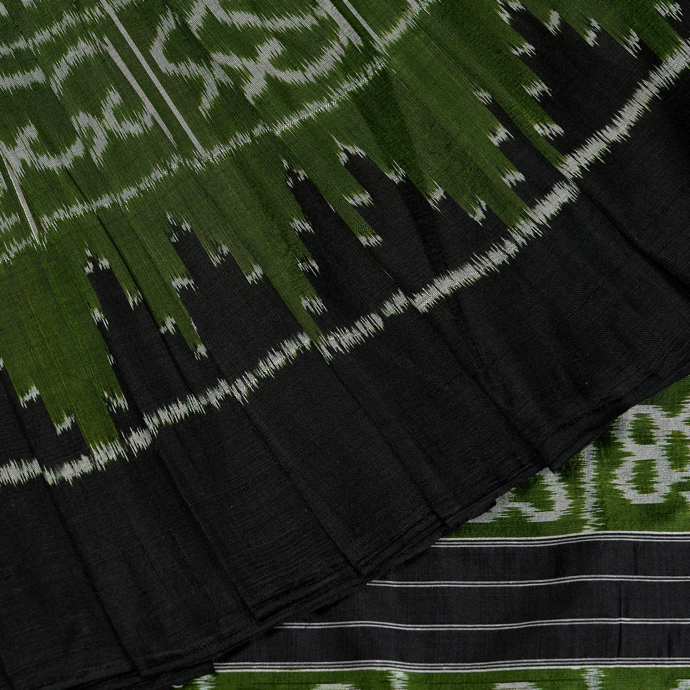 Green and Black Sambalpuri silk saree — view 1 of 6.