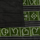 Green and Black Sambalpuri silk saree — view 4 of 6.
