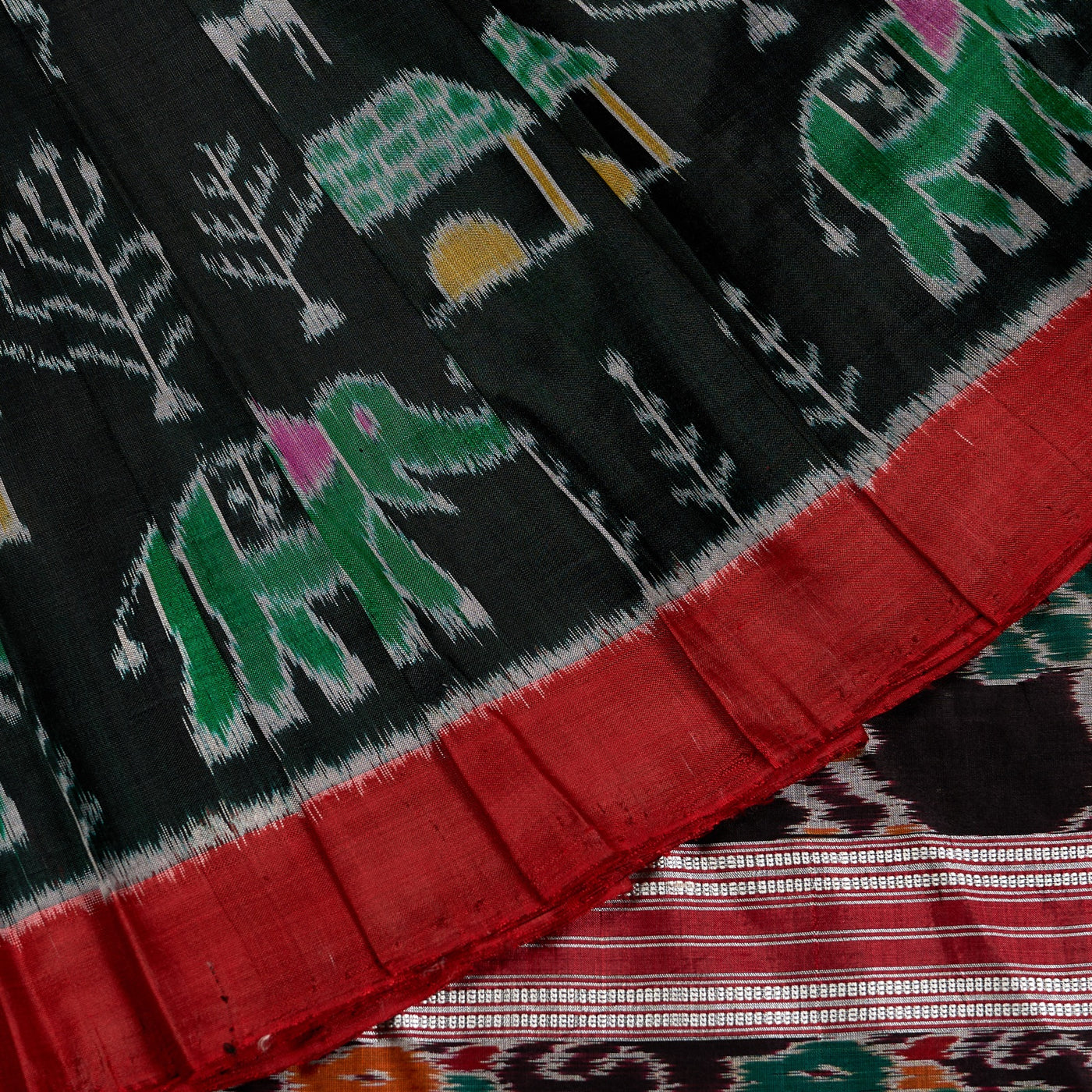 Black and Red Sambalpuri silk saree — view 1 of 6.