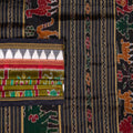Green Khandua Silk Saree with Black Border P77-01-06199