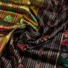 Green and Black Khandua silk saree — view 3 of 5.