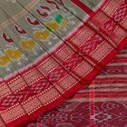 Grey and Red Khandua silk saree — view 5 of 5.