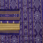 Cream and Blue Khandua silk saree — view 1 of 5.